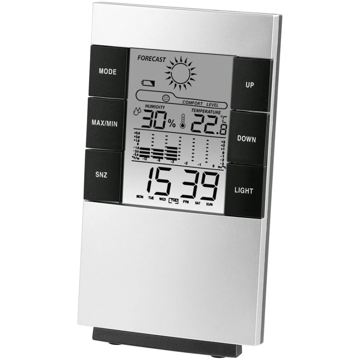 Hama TH-200 LCD weerstation met thermometer en hygrometer, Zilver