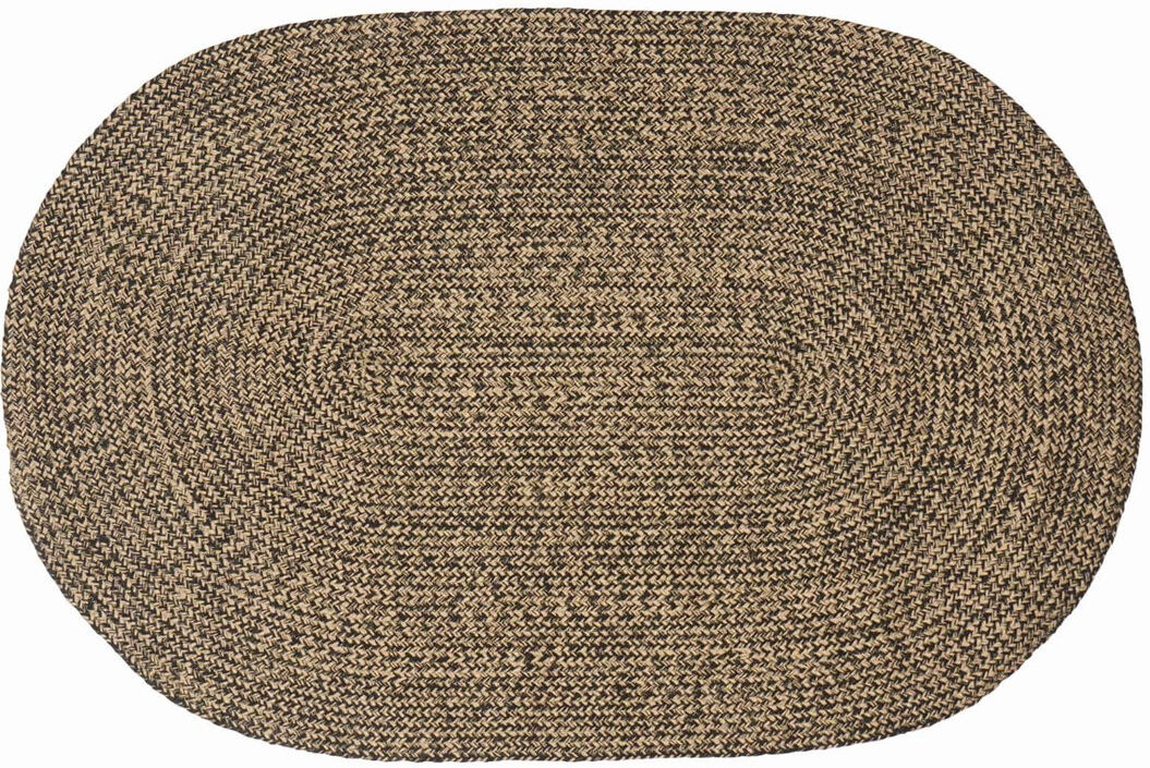 17 Stories Hand Braided Area Rug Black/Natural Oval 122cm x 183cm
