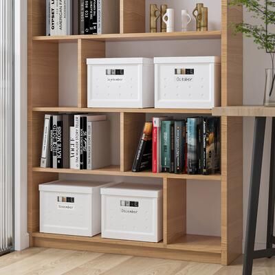 Techni Mobili Collapsible Stackable Storage Boxes w/Lids, Set of 2 - Space-Saving Organizer for Clothes, Books & Toys