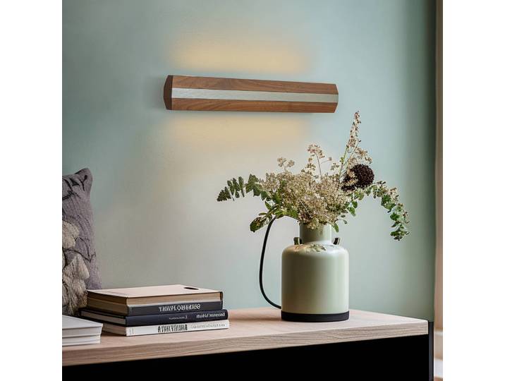 Wandleuchte Elis Quitani, dimmbar, Holz dunkel, für Flurbereich, Holz, Modern, Wandlampe