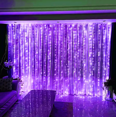 Inspire Curations Remote Control USB LED Curtain Fairy Light purple 3x2m 200leds