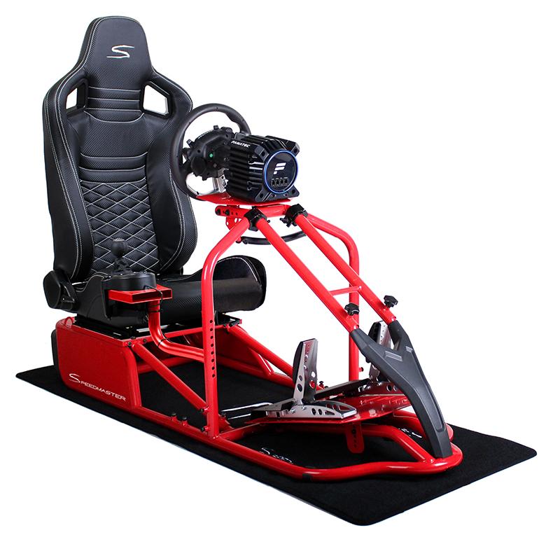 SIM Racing Cockpit Seat Pro Sim Rig ROT | Gaming Simulator Cockpit | Rennsimulator Lenkradständer Carbonfaser Optik Schwarz