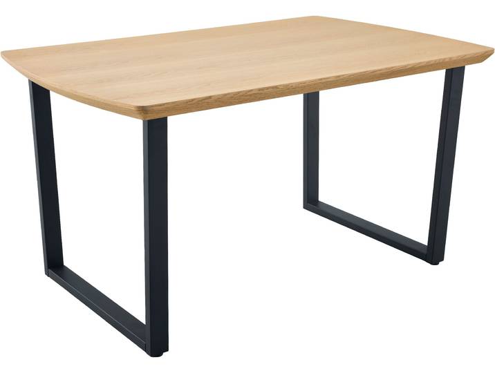 Esstisch HELA WANDSBEK , eiche hell, schwarz, eiche hell, B:140cm H:76cm T:90cm, Tische, Esstisch, U-Gestell, feste Platte 46mm, Echtholz furniert, Schweizer Kante