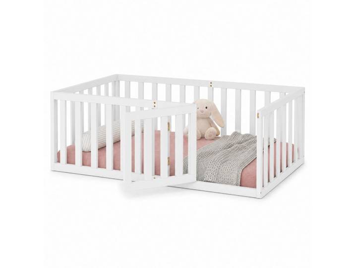 Evryae Kinderbett 90/200 mit Schutzzaun und Tür in Weiß, 90x200 cm, Babymöbel & Kindermöbel, Kinderzimmer & Jugendzimmer, Kinderbetten
