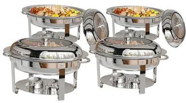6QT Stainless Steel Oval Chafing Dish Buffet Set with Glass Lid