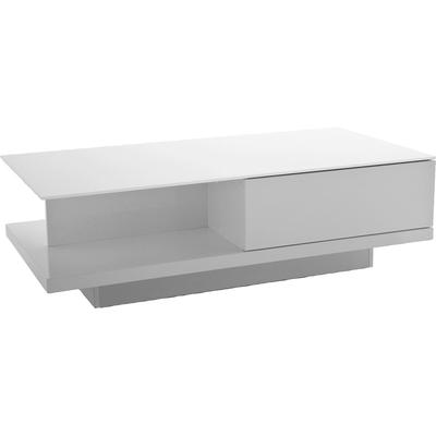 Couchtisch SALESFEVER "im minimalistischen Stil", weiß, B:120cm H:36cm T:60cm, Tische, Couchtisch, Elegante Tischplatte aus robustem Kristallglas