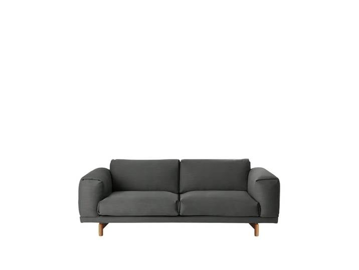 Muuto Rest Sofa 2-sitzer stoff remix 163 grey, eichenholzbeine
