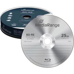 MediaRange Blu-ray-Rohlinge MR501, wiederbeschreibbar, BD-RE, 25 GB, bis zu 2-fach, Spindel, 10 Stück