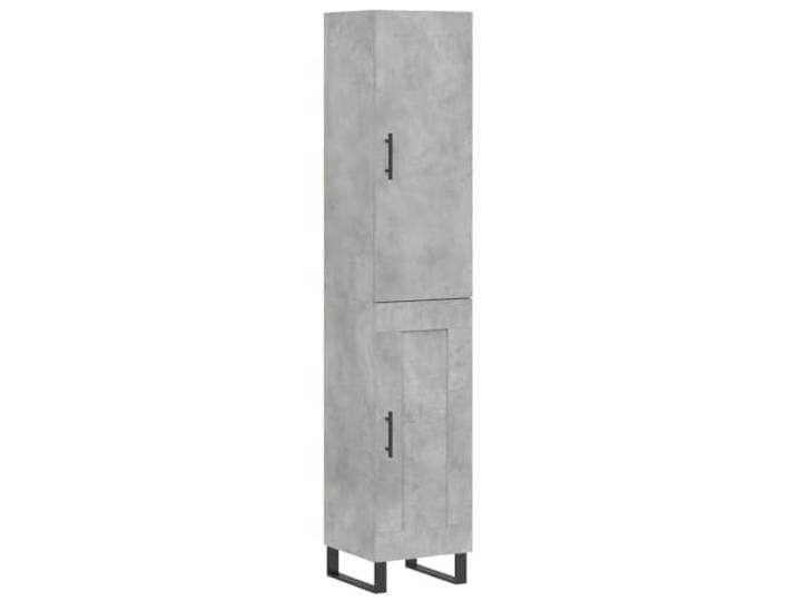 Highboard Betongrau 34,5x34x180 cm Holzwerkstoff mit Metallfüßen Stauraumschrank, Betongrau, Holzwerkstoff, Metallfüße, Wohnzimmer
