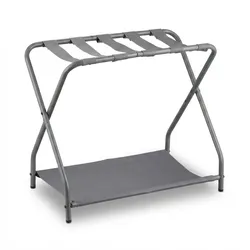 Relaxdays Kofferständer, 2er Set, klappbar, Gepäckständer mit Ablage, HBT: 58x66x38 cm, Kofferablage, Hotel, Stahl, grau