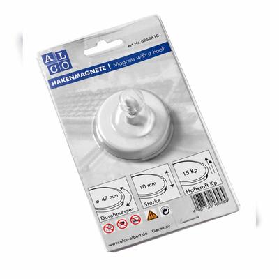 Alco Hakenmagnete, rund, Weiß, Ø 47 mm, Haftkraft min. 15 kp,
