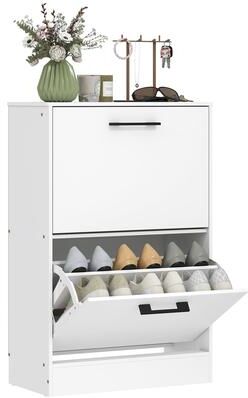 Kodotan sofa Shoe Cabinet with 2 Flip Drawers, Modern Narrow Shoe Storage Cabinet with Adjustable Dividers, Entryway Storage Unit