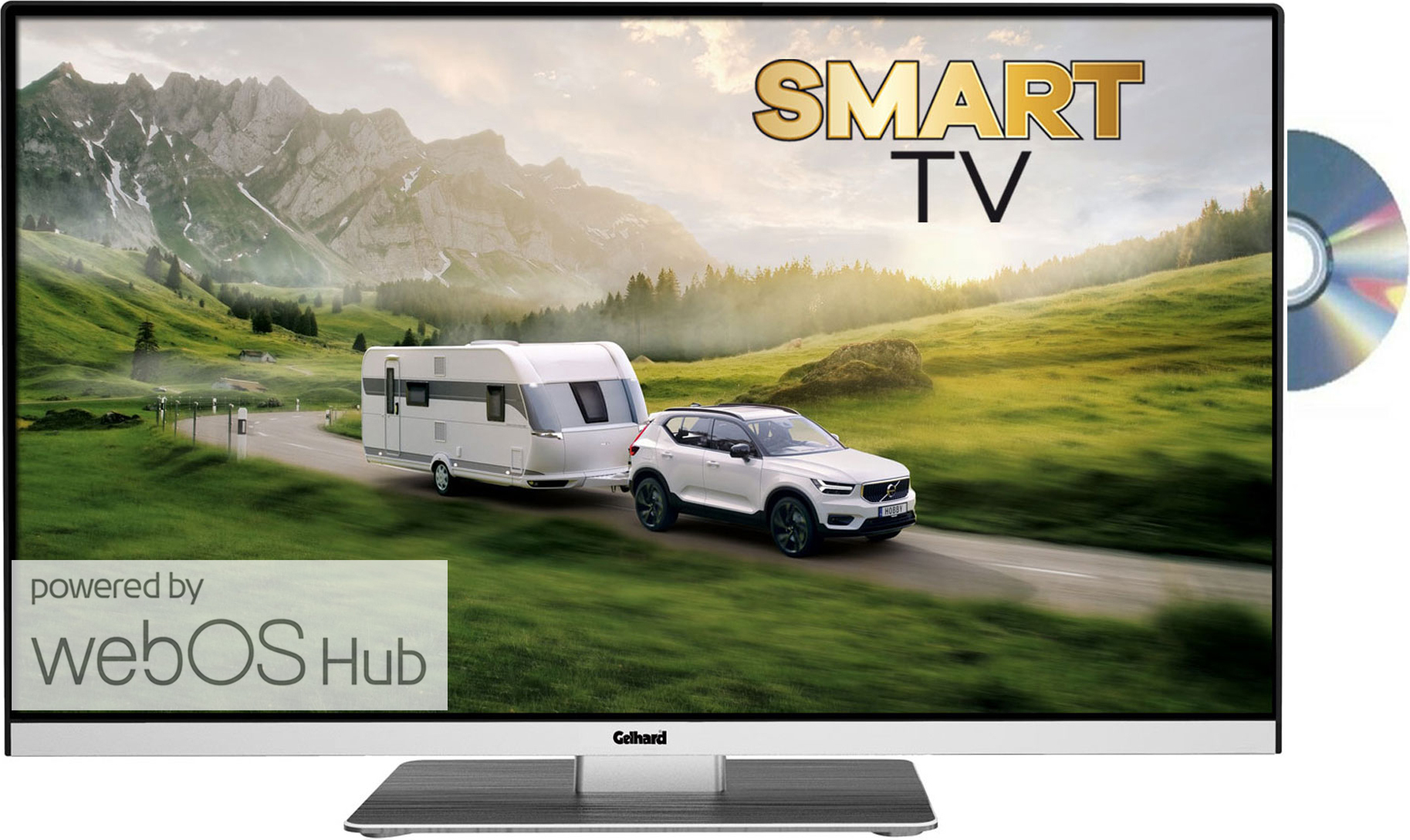 Gelhard GTV2292 Smart TV mit WebOS mit DVD und Bluetooth DVB-S2/C/T2 für 12/ 24/ 230Volt Full HD