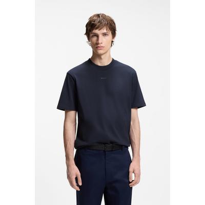 T-Shirt HUGO, Herren, Gr. XL, dunkelblau406, Single Jersey, Obermaterial: 100% Baumwolle, relaxed fit normal, Rundhals, abgesteppte Kante, Shirts T-Shirt, Rundhalsausschnitt, Relaxed Fit, Logo-Print