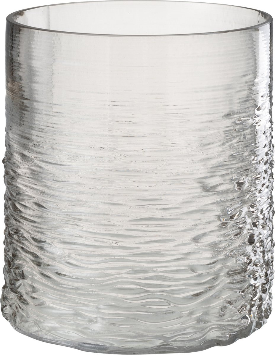 J-Line Windlicht Zee Grijs Glas Small