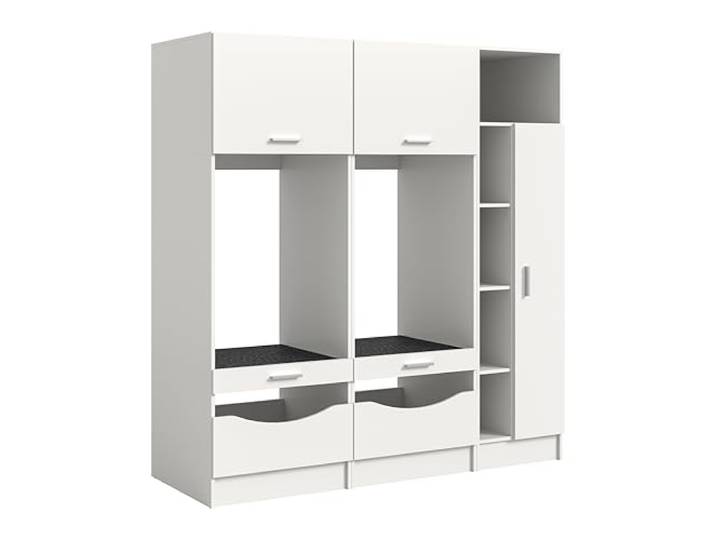 xonox.home – 3-teiliges Waschmaschinenumbau Set Free 183x195x68 cm in weiß Nachbildung – Universalschrank & Zwei Waschmaschinenschränke – Modular erweiterbare Badmöbel-Kombination