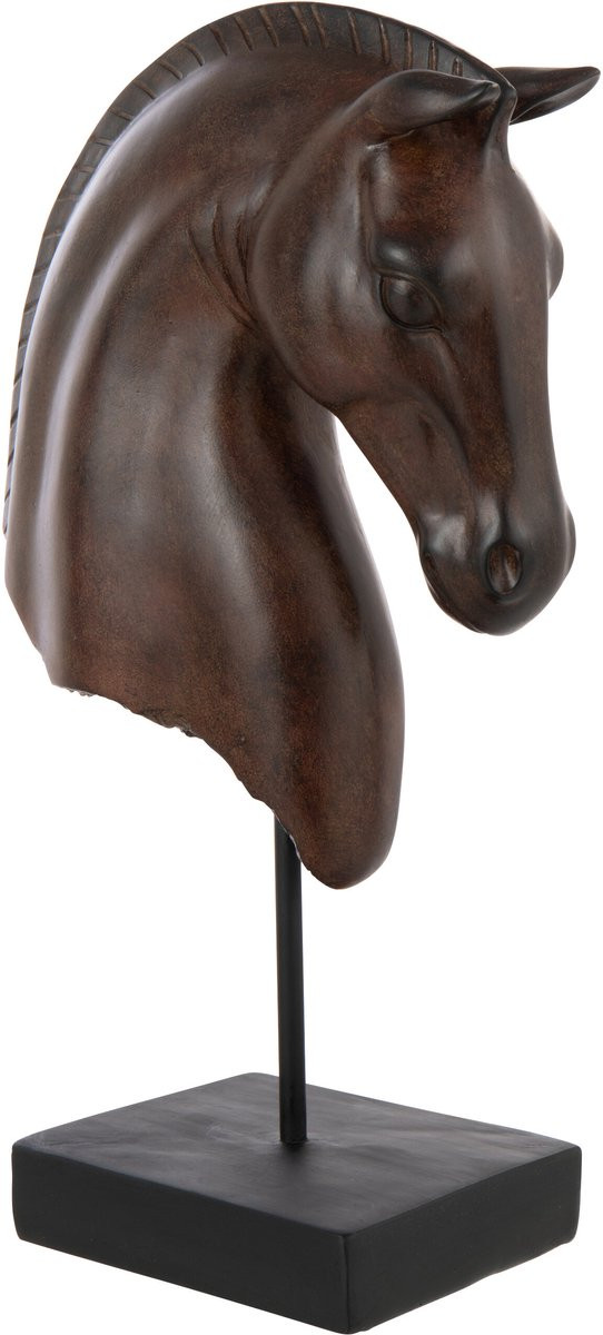 J-Line Decoratie Paard Hoofd Laag - Donkerbruin - Polyresin