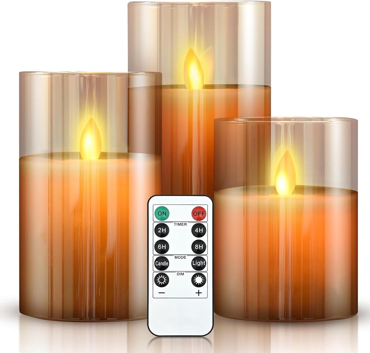 SnelShoppen Flameless LED Kaarsen in Glas met Afstandsbediening - Dimbare LED Kaarsen Set - Batterij Aangedreven Buiten Decoratie