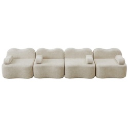 MODFU Modulares Ecksofa Samt Beige mit Wellenform
