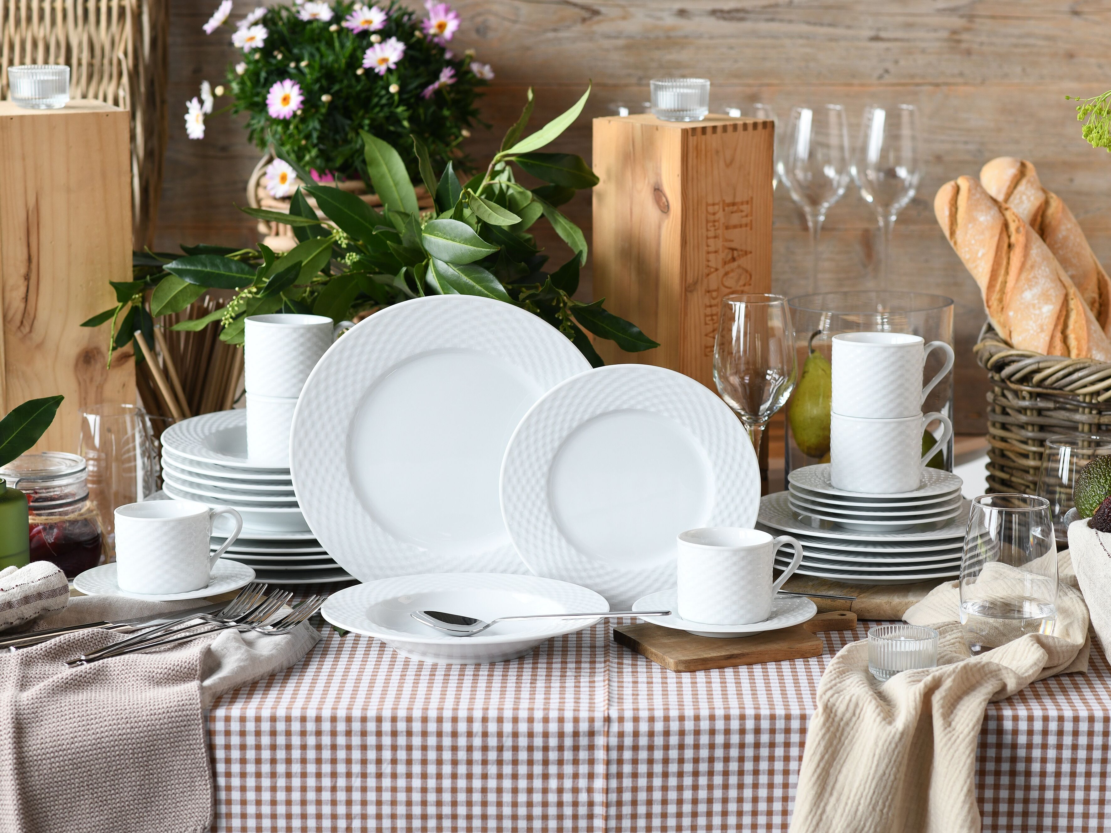 Kombiservice CREATABLE "Polo, Service 30-tlg.", weiß, 30, Porzellan, Geschirr-Sets, Kombiservice, Daily Use, Zeitlos