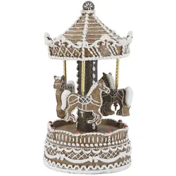 Chic Antique Noël Spieluhr mit Karussell, Weihnachtsdeko, H21.5, Ø11.5 cm mocca