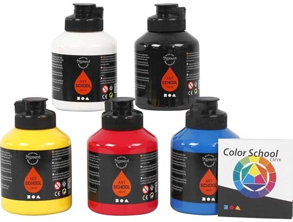 Pigment Kunstnermaling   5x500 Ml   Primærfarver