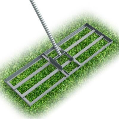 Costway 30 x 10 Inch Heavy Duty Lawn Level Tool with 69 Inch Handle-Silver