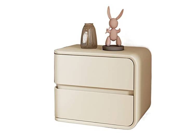 YCCHAH Bett mit Stauraum Nachttisch for den Innenbereich, moderner einfacher Lederschrank, cremefarbenes Windschlafzimmer, kreativer Desktop(B)