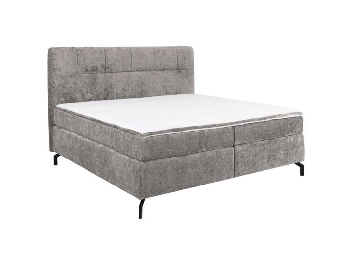 Boxspringbett, Grau, 160x200 cm, Textil, Topper Durchgehend, Modern