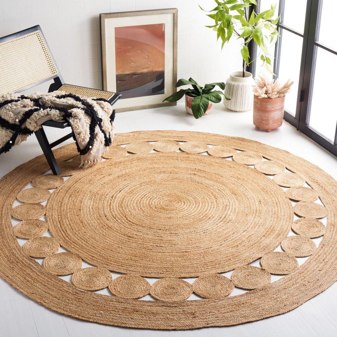 Blue Elephant Mindy Hand Loomed Beige Rug Beige Round 198 cm