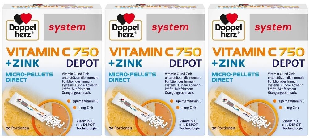 Doppelherz Vitamin C 750 Depot system Pellets 3x 3x20 St