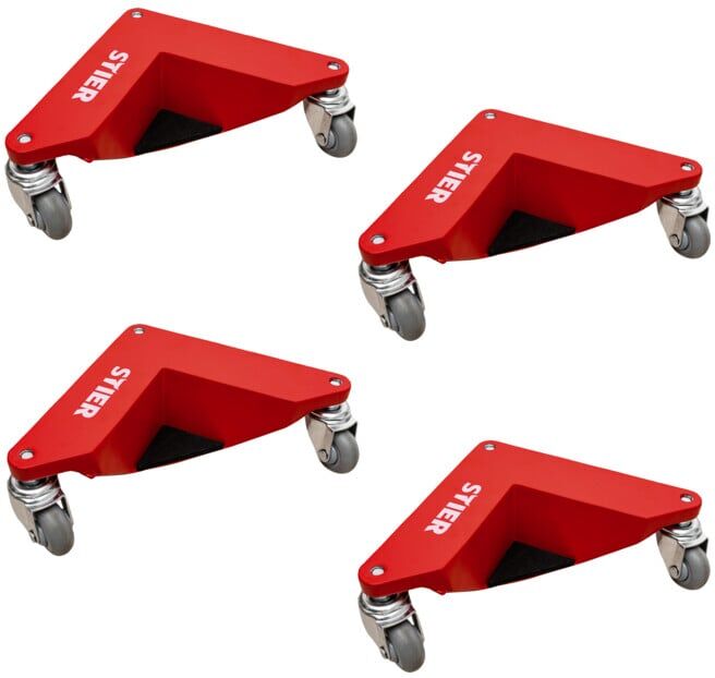 Jeu de coins roulants en aluminium STIER, capacité de charge 100 kg, 305x165x85 mm (904588)