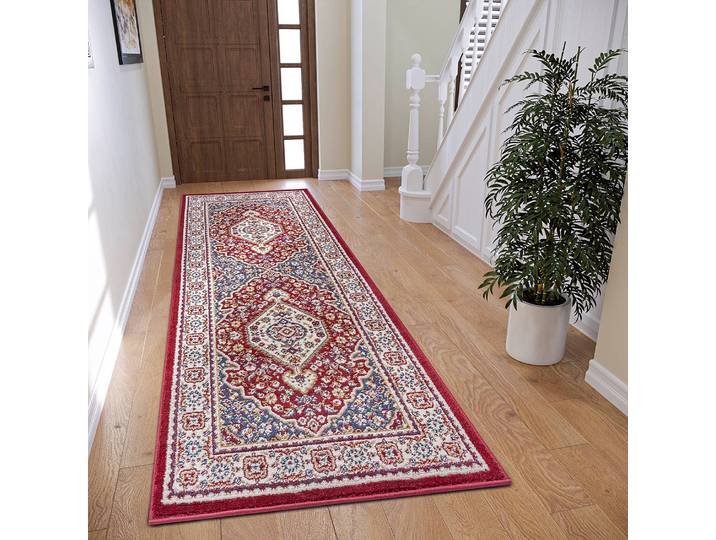 Orientteppich Mochi Rot 80 x 240cm Vorderseite Polypropylen Rückseite: Jute / Polypropylen