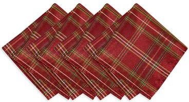 "Threadmade Shimmering Plaid Holiday Christmas Set of 4 Napkins - 17"" w x 17"" l"