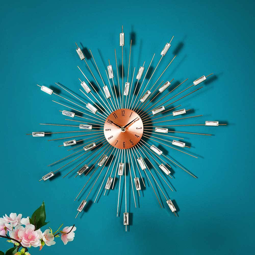 Pharao24.de Deko Wanduhr Kupferfarben in modernem Design 50 cm Durchmesser