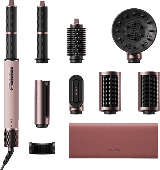 Moldeador - Dreame Airstyle Era Dorado, 1400 W, Tecnología iónica, 3 niveles de temperatura, Rosa