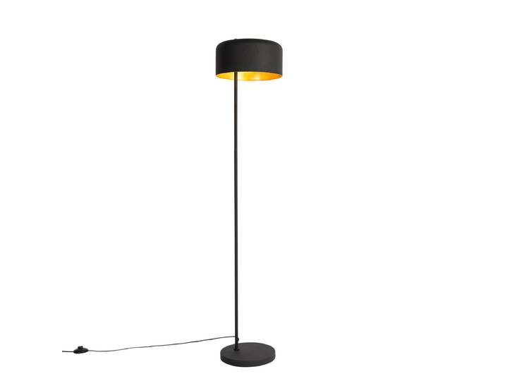 Lampadaire rétro noir avec intérieur doré - Jinte