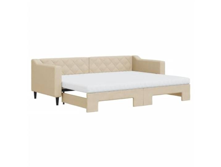 vidaXL Tagesbett Ausziehbar mit Matratzen Creme 80x200 cm Stoff