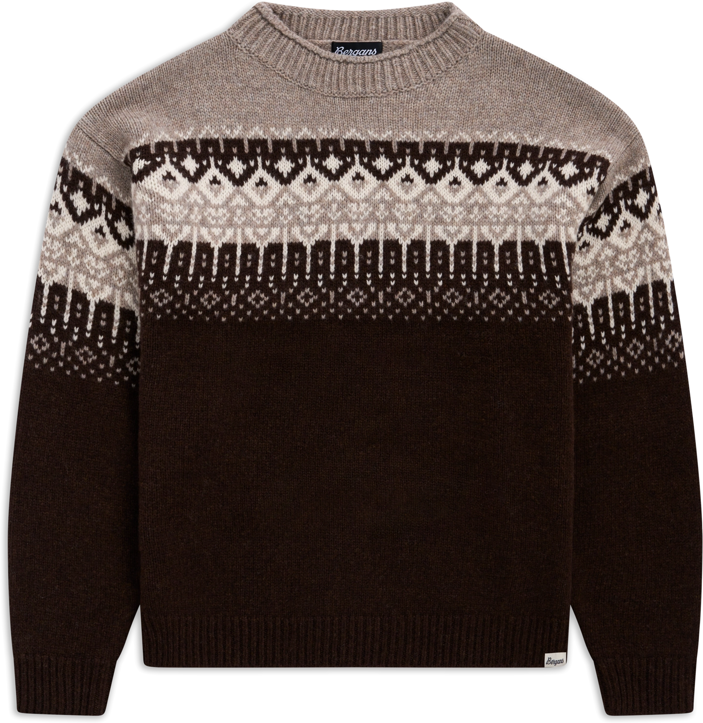 Bergans Men´s Steiro Knitted Wool Jumper Dark Chocolate/rock Taupe/creme S