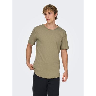 T-Shirt ONLY & SONS "ONSBENNE LONGY SS TEE NF 7822 NOOS", Herren, Gr. XL, grau (chinchilla), Single Jersey, Obermaterial: 100% Baumwolle, unifarben, normal lang, Rundhals, Shirts T-Shirt