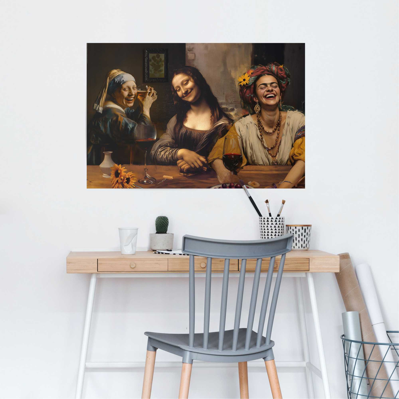 home24 Poster Girls Night Out, bruin en meerkleurig, papier, Breedte: 61 cm, Hoogte: 92 cm