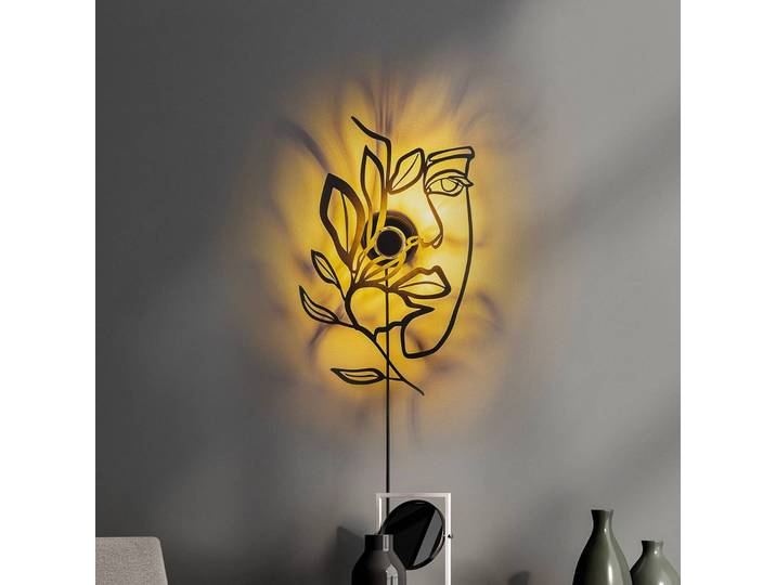 Wandleuchte Flower Faced Opviq, schwarz, für Wohn- / Esszimmer, Metall, Modern