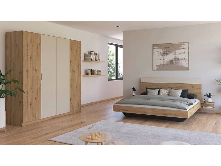 Schlafzimmerset 2-teilig Dreher 180 x 200cm Braun/Kaschmir/Eiche Artisan Dekor