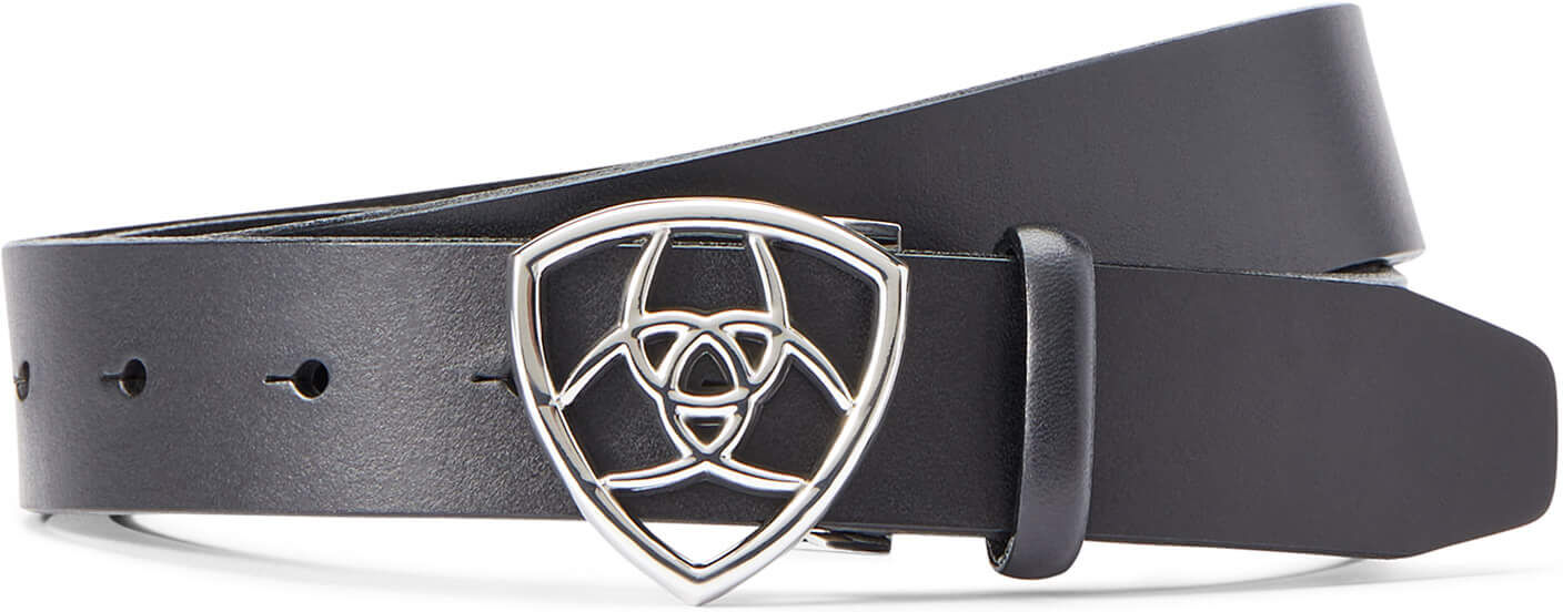 The Shield Belt in Black Leather, Size: Large by Ariat