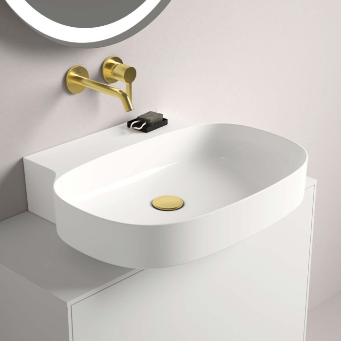 Ideal Standard X Aufsatzschale T4399MA mit Überlauf, ohne Hahnloch, 450 x 380 x 155 mm, weiß Ideal Plus