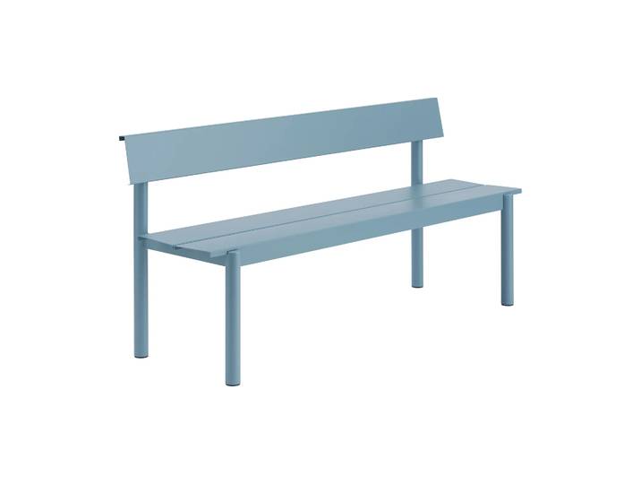 Muuto Linear Steel Bank mit Rückenlehne Pale blue, 170x34 cm