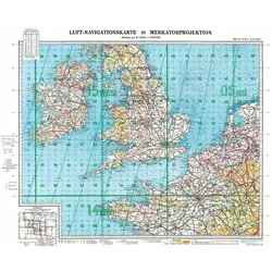 LUFT-NAVIGATIONSKARTE Britische Inseln, Landkarte
