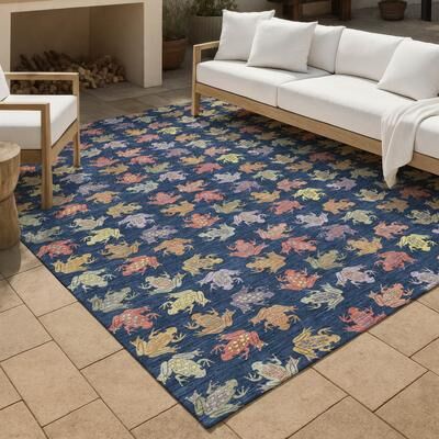 Addison Rugs Machine Washable Indoor/ Outdoor Modern Frogs Chantille Rug