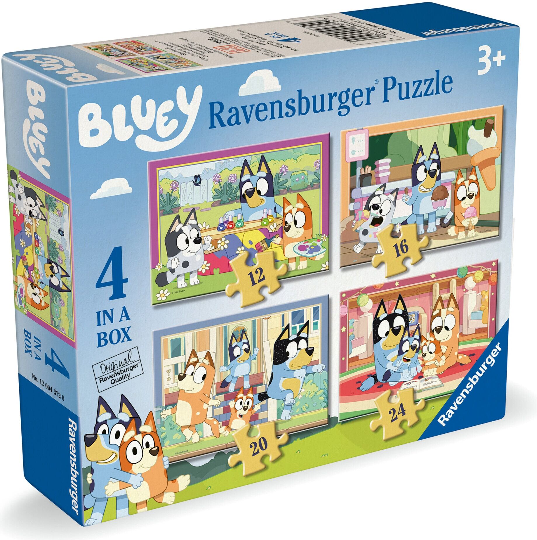 Ravensburger Bluey 4 in a Box Jigsaw Puzzles – 12, 16, 20 ; 24 Pieces for Kids