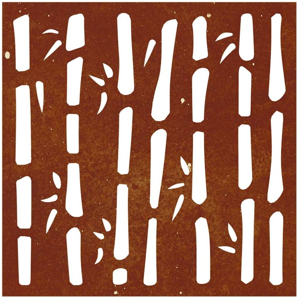 vidaXL Décoration murale jardin 55x55 cm acier corten design bambou
